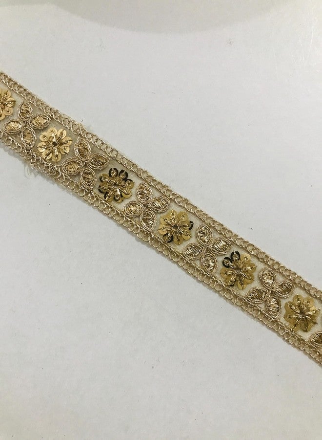 ANIDA Decorative Metallic Sequin Saree Border Trim, Golden,Traditional Indian Lace and Borders Material Gota Patti Lace for Saree, Dupatta, Blouse, Kurti & Other Dresses (Gold) - Image 3